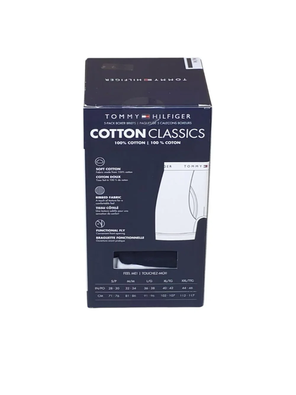 Tommy Hilfiger Mens 5-Pack Cotton Classics Boxer Briefs Medium Navy w/White Band